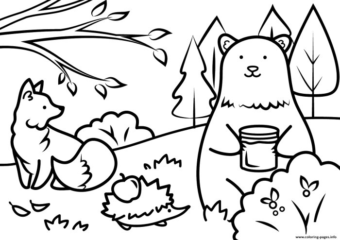 Coloring pages fall animals