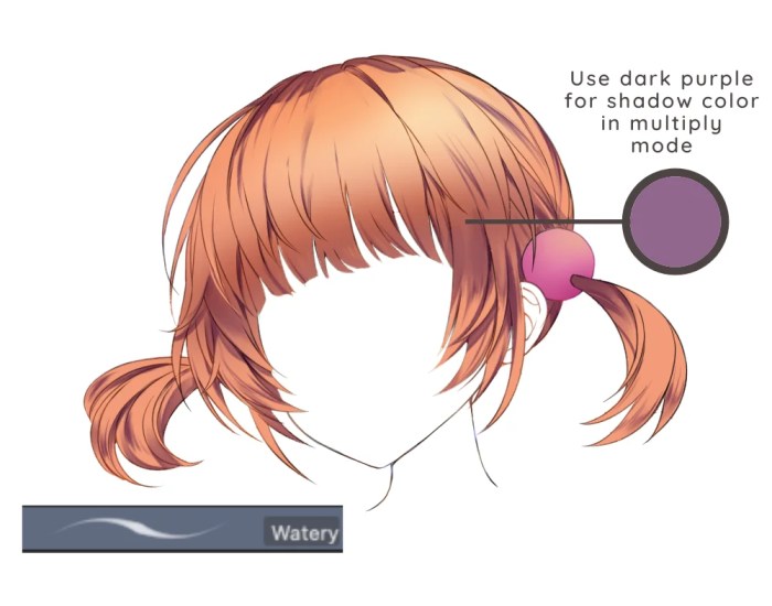 Anime hair coloring tutorial sai