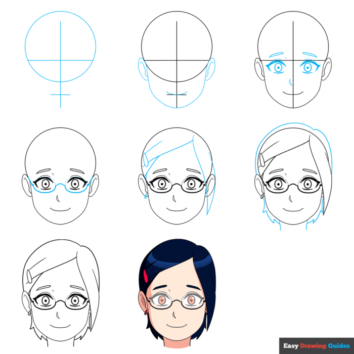 Anime coloring pages with glasses