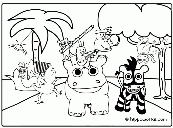 Coloring page jungle animals