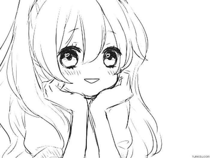 Anime coloring pages kawaii female