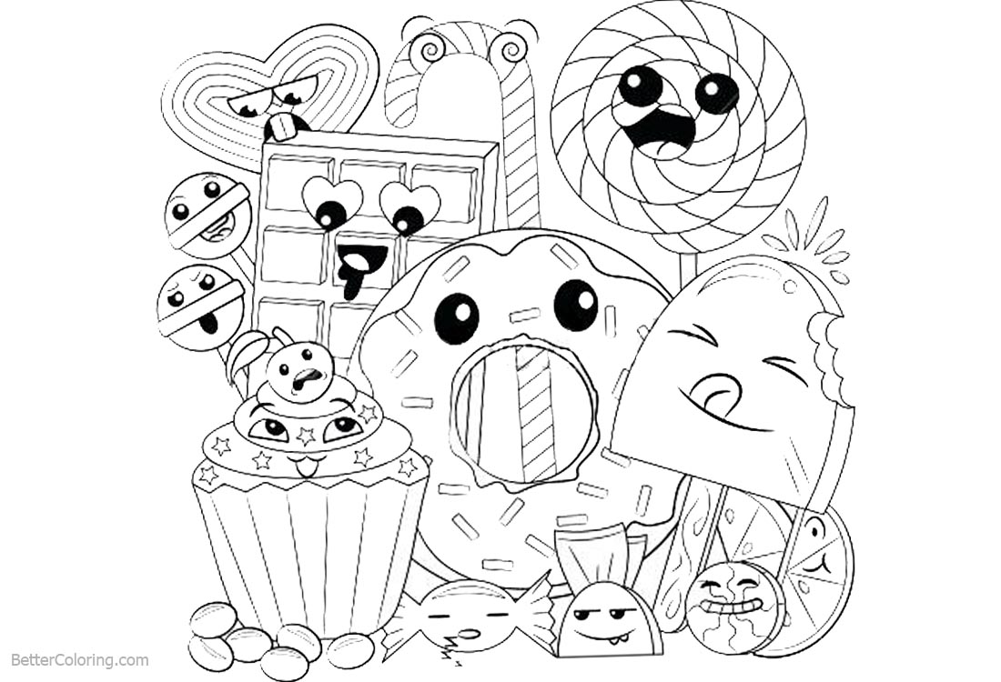 Anime food characters coloring pages