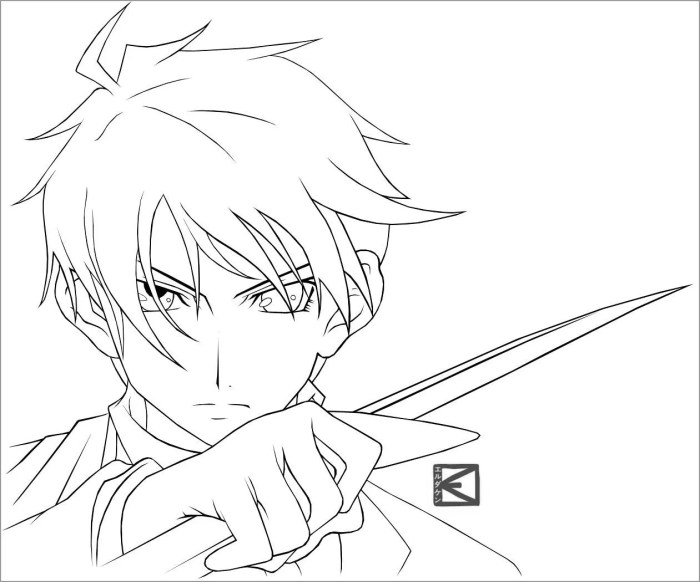 Anime guy coloring page