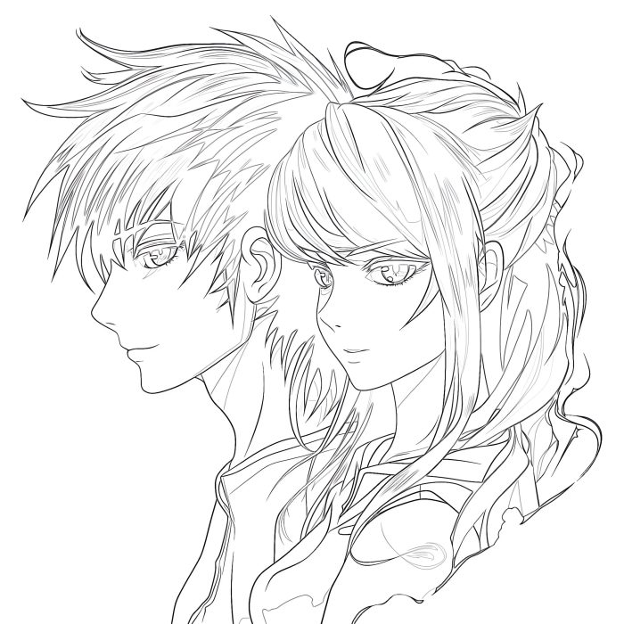 Anime couple coloring pages colored