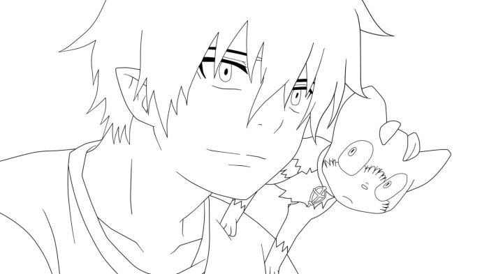 Cool Anime Boy Face Coloring Pages