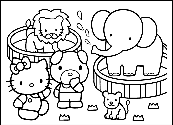 Simple zoo animal coloring pages