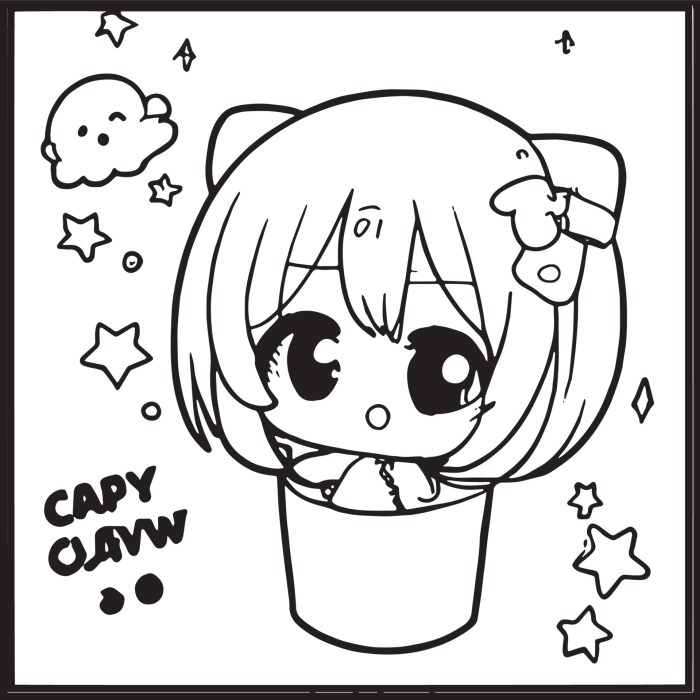 Anime chibi easy coloring pages