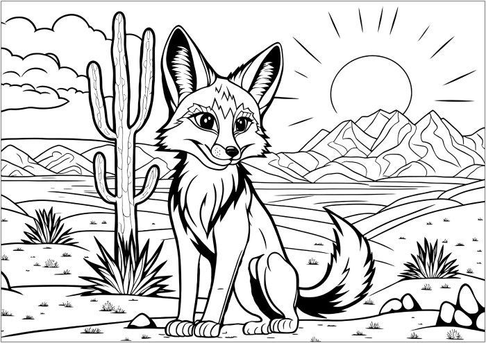 Desert coloring animals pages printable printablee plants via