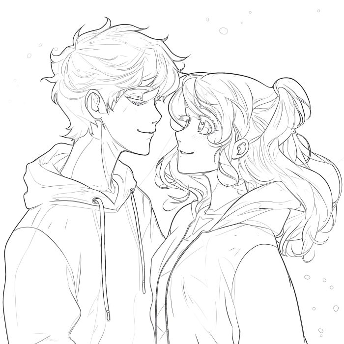 Anime couple coloring pages colored