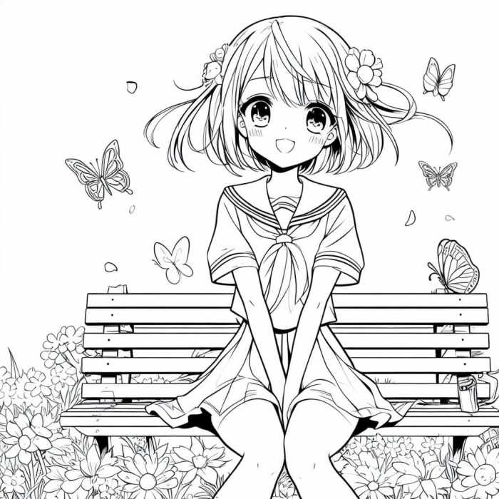 Cute anime coloring pages