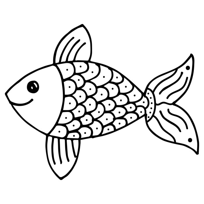 Fish coloring book page