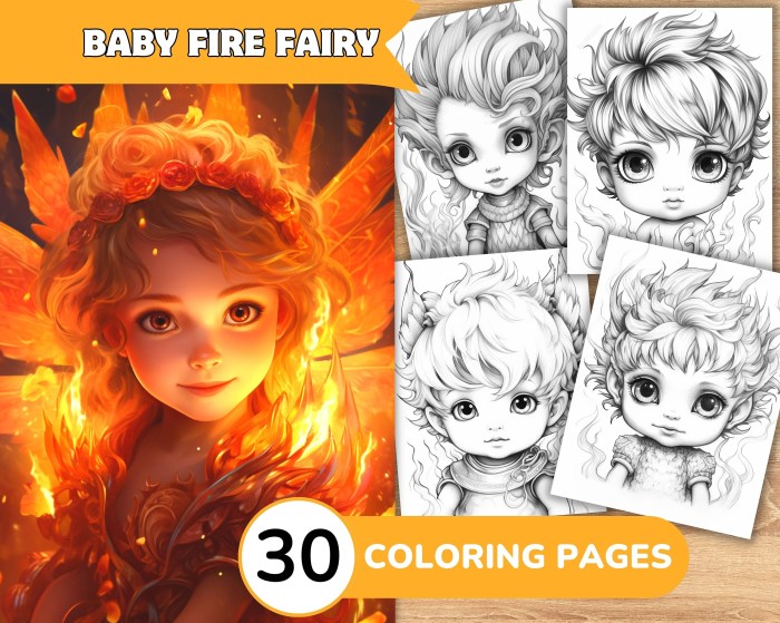 Anime fire fairy coloring pages