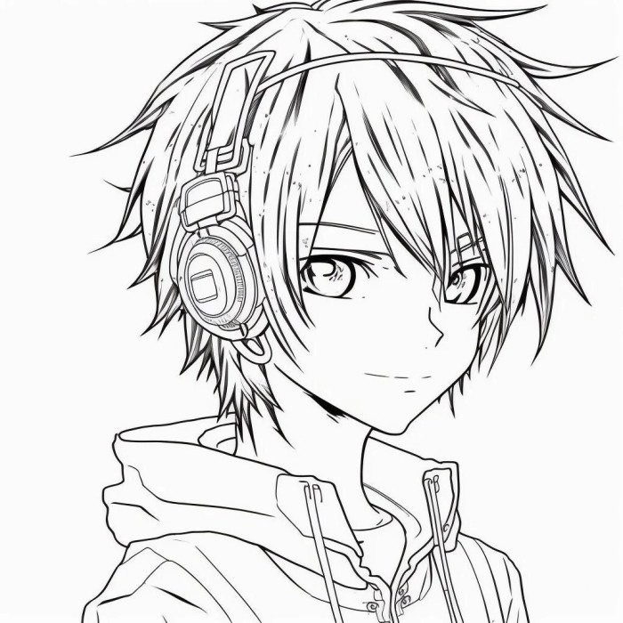 Anime boy coloring sheet