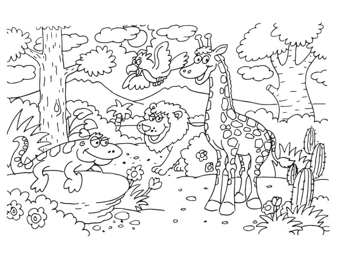 Forest animals coloring page