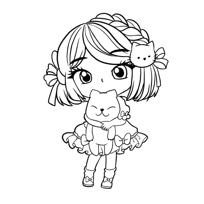 Anime chibi coloring pages for girls