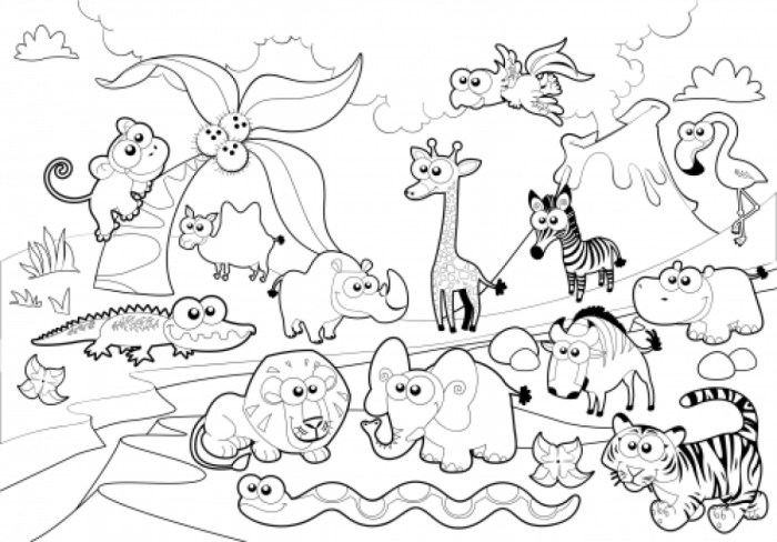 Zoo animals for coloring