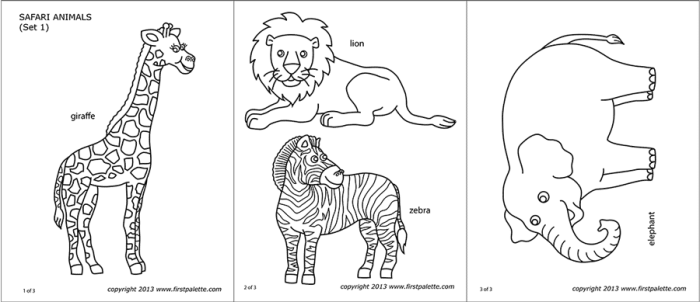 Printable safari animals coloring pages