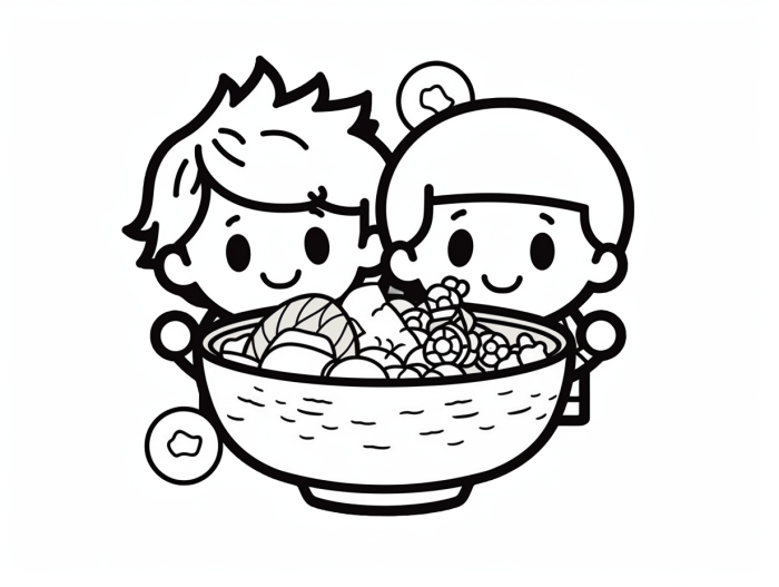 Anime food characters coloring pages