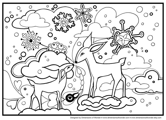 Winter animals coloring page