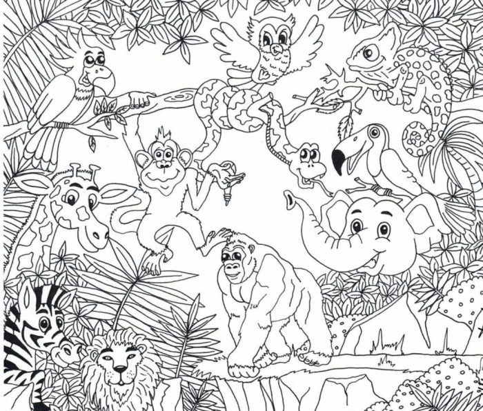 Coloring page jungle animals