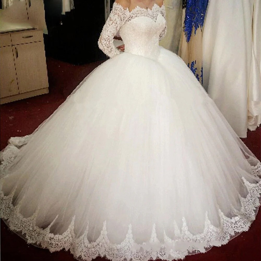 Off the shoulder ball gown wedding dresses