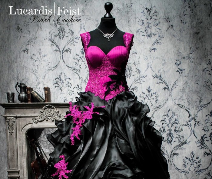 Pink and black dresses for weddings