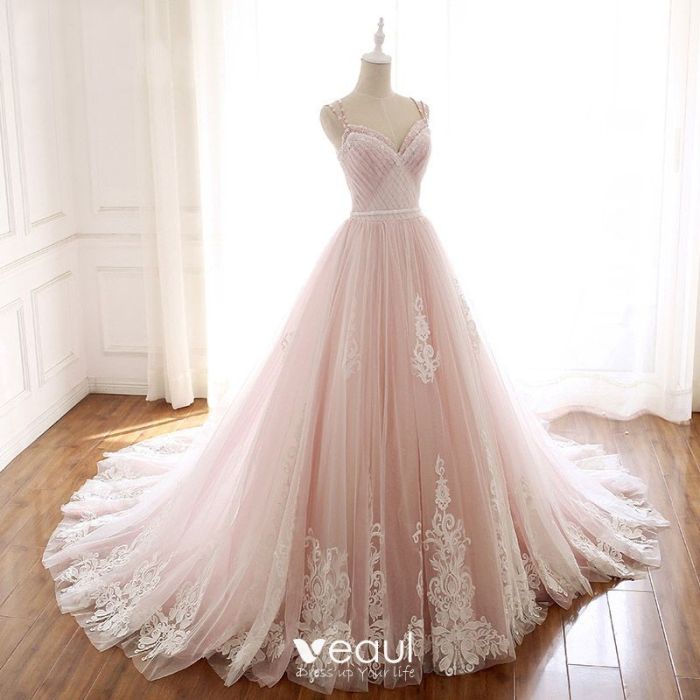 Pink beach wedding dresses