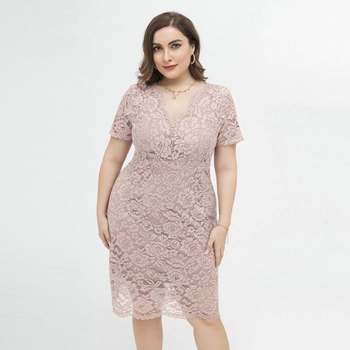 Pink dress for wedding plus size